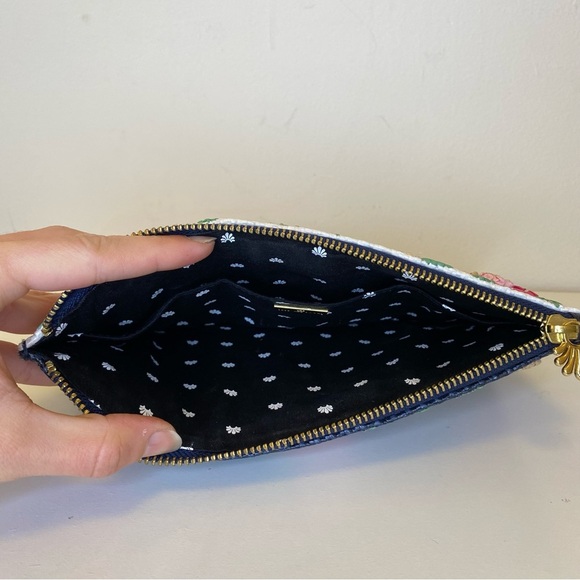 LELE SADOUGHI Midnight Bouquet Floral Straw Embroidery Large Pouch Clutch Purse - Picture 10 of 14